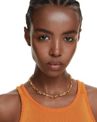 Gema Mixed Cut Crystal Tennis Necklace, 14.12"-15.5"