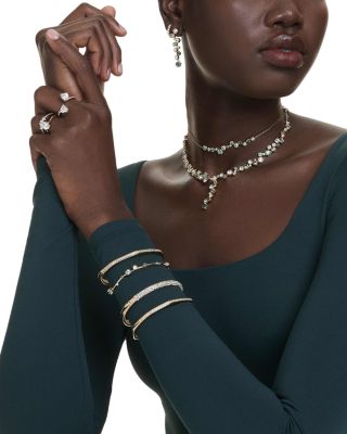 Constella White & Green Crystal Linear Drop Earrings