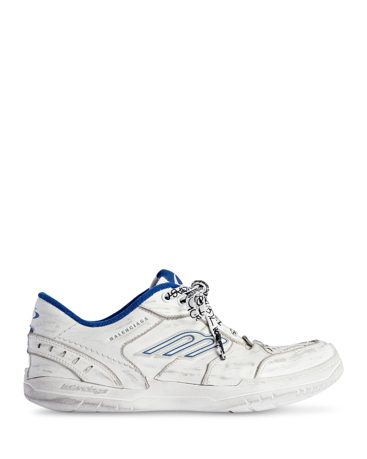 Balenciaga Men's Hamptons Lace Up Sneakers in Blanc Multi