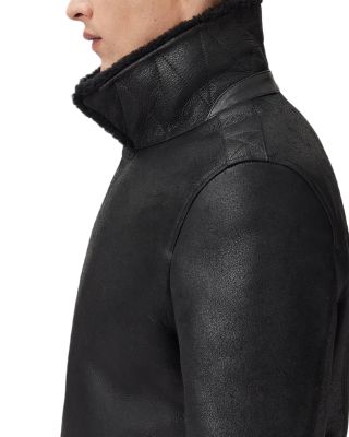 Correz Shearling Trim Leather Biker Jacket
