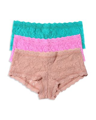 Signature Lace Mid Rise Boy Shorts, Pack of 3