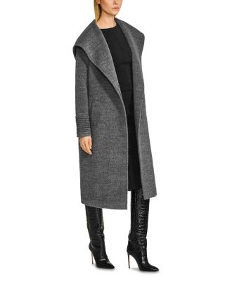 Boucl&eacute; Long Hooded Coat