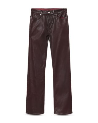 Haldan Coated Mid Rise Jeans in Burgundy Red