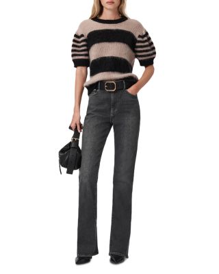 Maisie High Rise Flared Jeans in Washed Grey