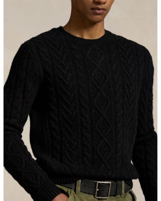 Wool Cable Knit Crewneck Sweater