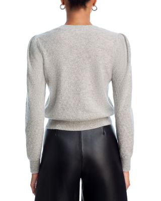 The Cashmere Pointelle Puff Sleeve Sweater