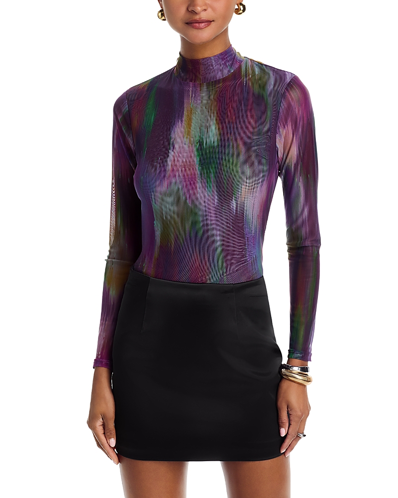 Aqua Turtleneck Mesh Top - Exclusive In Multi