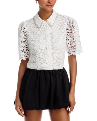 Embellished Collar Lace Top - Exclusive
