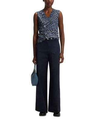 V Neck Printed Matte Jersey Top