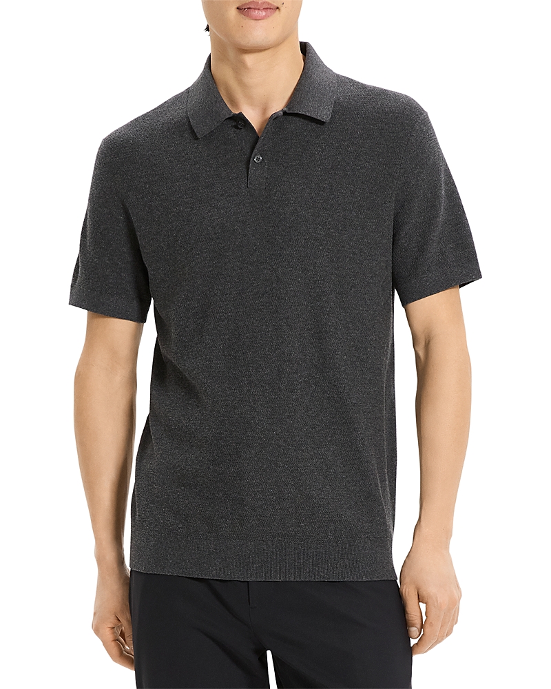 Theory Soris Polo Charcoal Melange In Black