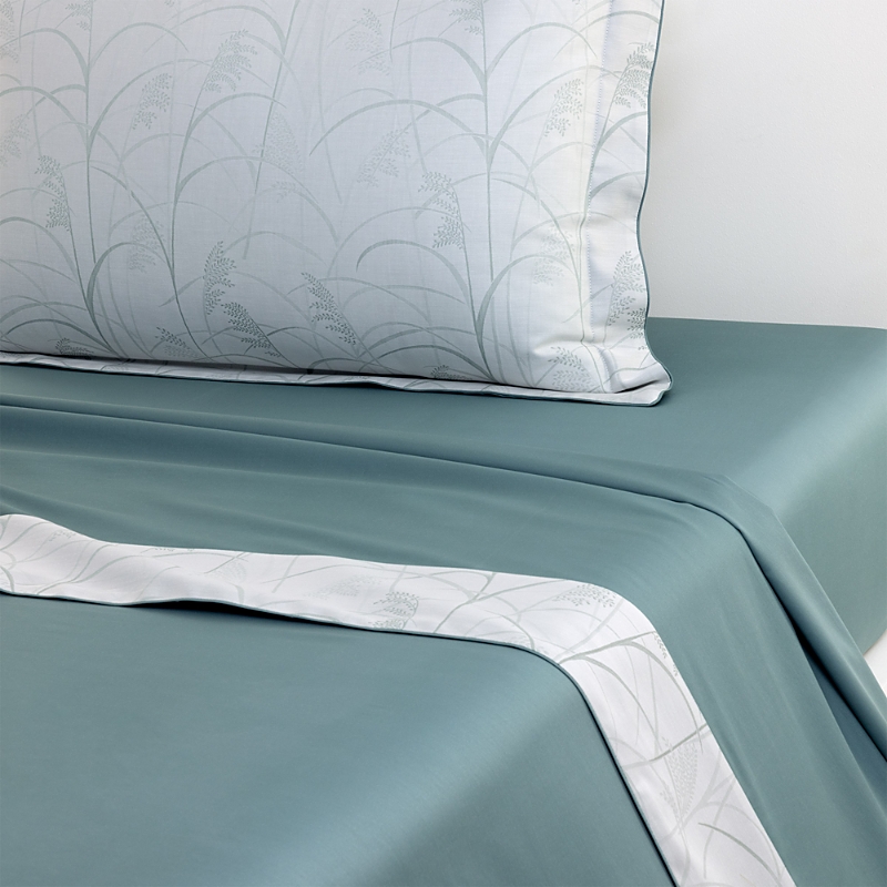 Yves Delorme Graminee Flat Sheet, King In Blue