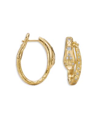 18K Yellow Gold FJ Diamond Delphi Serpent Small Hoop Earrings
