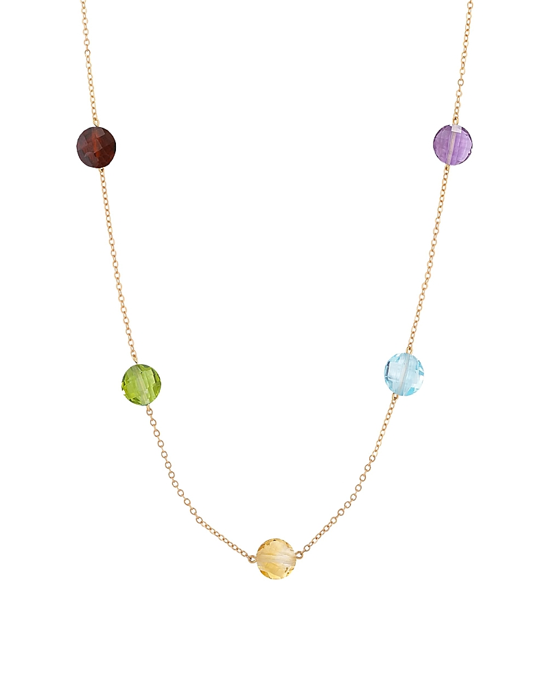 Bloomingdale's Fine Collection Semi Precious Gemstone Round Stone Station Necklace in 14K Yellow Gold, 18