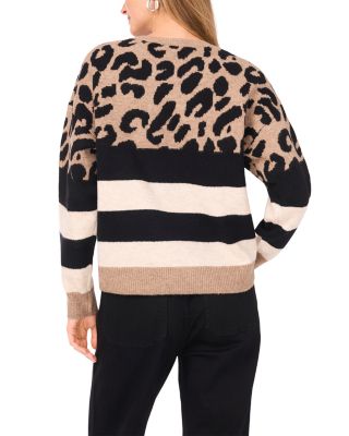 Leopard Stripe Crewneck Sweater