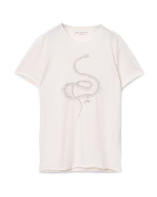 Raw Edge Fine Line Embroidered Tee
