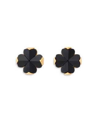 Spade Flower Stone Stud Earrings