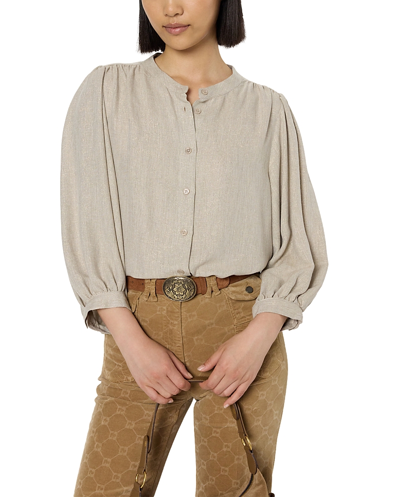 Gerard Darel Alana Button Front Shirt In Gray