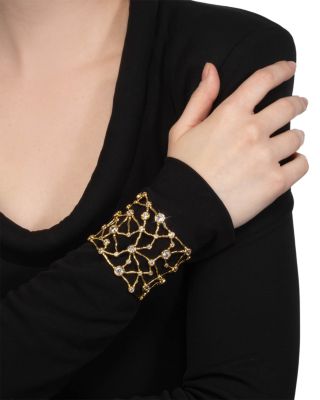 Asterales Cubic Zirconia Celestial Wide Cuff Bracelet 