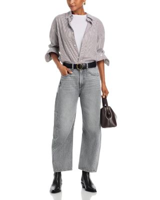 Charlie High Rise Ankle Barrel Jeans in Washed Grey