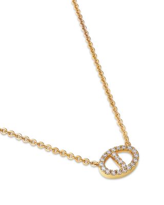 Diamond Mariner Single Link Pendant Necklace in 14K Yellow Gold, 0.2 tcw