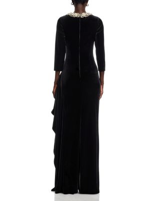 Velvet Jeweled Collar Gown
