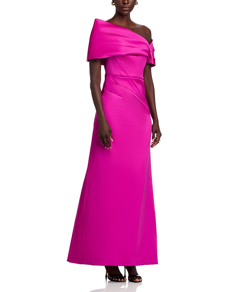 Teri Jon By Rickie Freeman Mikado Asymmetric Gown In Pink