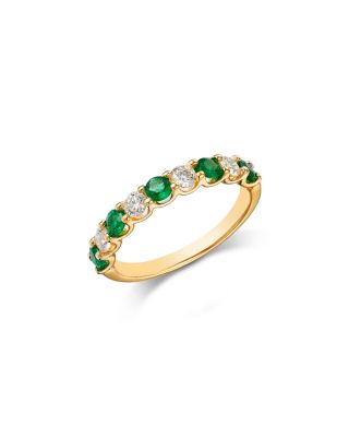 Gemstone & Diamond Band Ring in 14K Yellow Gold