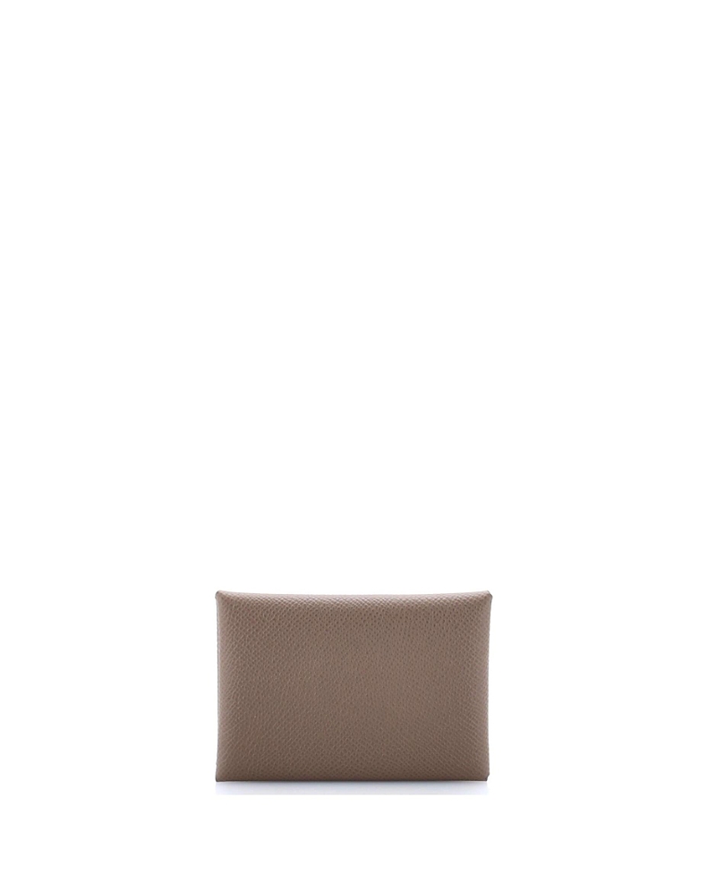 Pre-owned Pre-owned Hermes Hermes Calvi Duo Card Holder Epsom In Gray