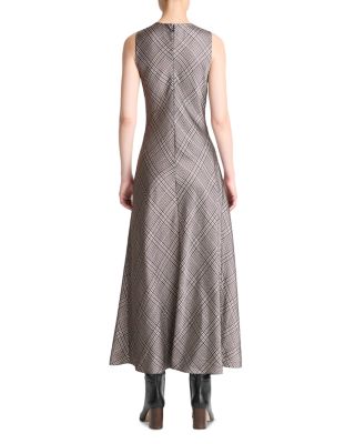 Pressed Plaid Cowlneck Dress