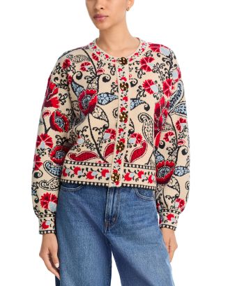 FARM Rio Francesca Sand Knit Cardigan | Bloomingdale's Women