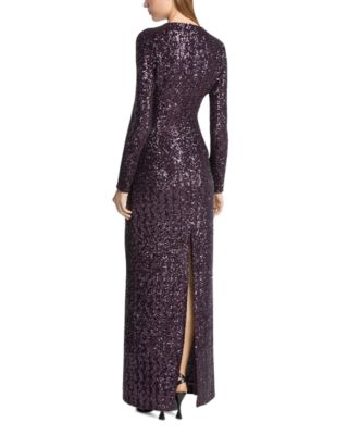 Sequin Long Sleeve Gown