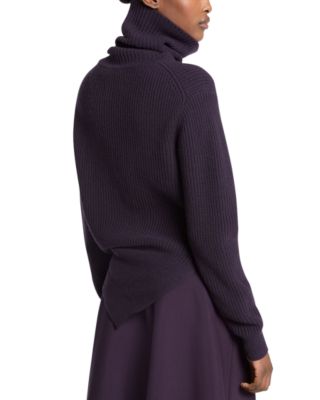 Cashmere Bias Turtleneck Sweater
