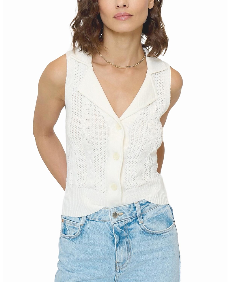 Central Park West Women's Sienna Sleeveless Cable Vest In White