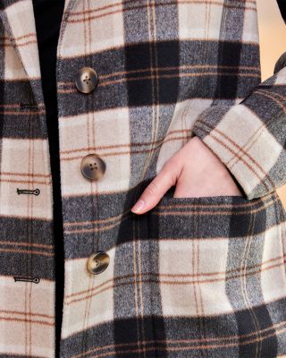Oversized Brushed Plaid Jacket
