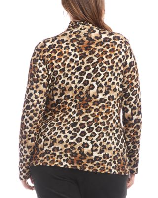 Plus Long Sleeve Printed Crossover Side Shirred Top