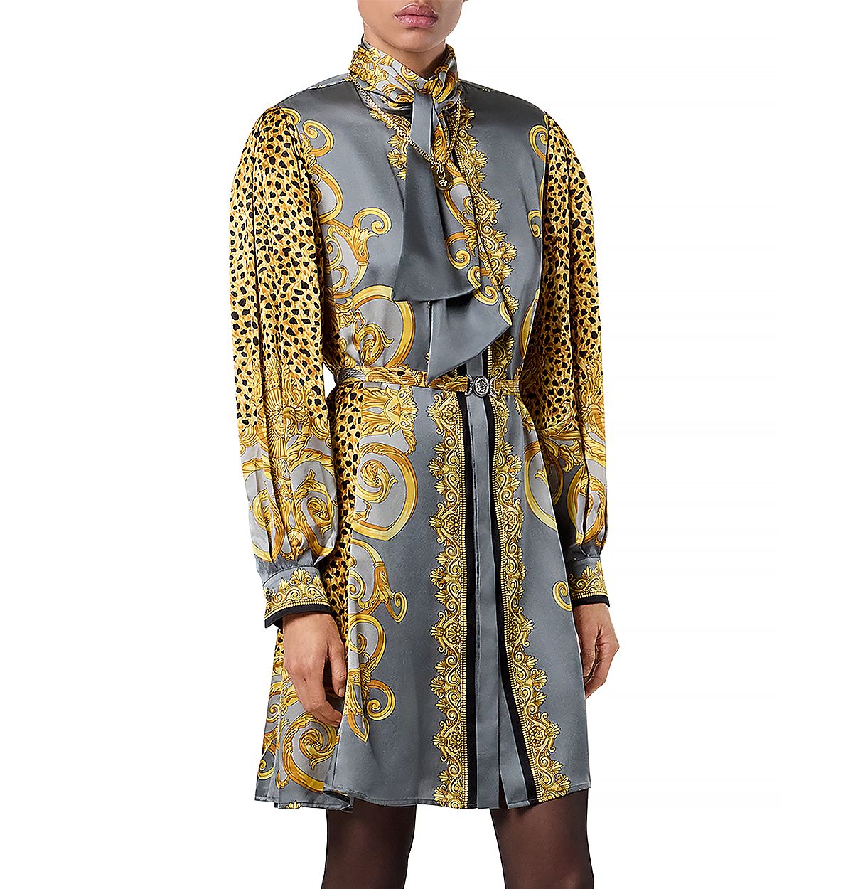 Versace Cheetah Foulard Silk Dress