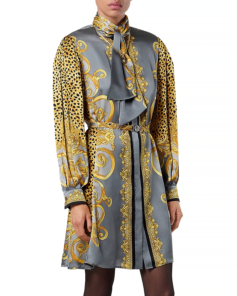 Versace Cheetah Foulard Silk Dress