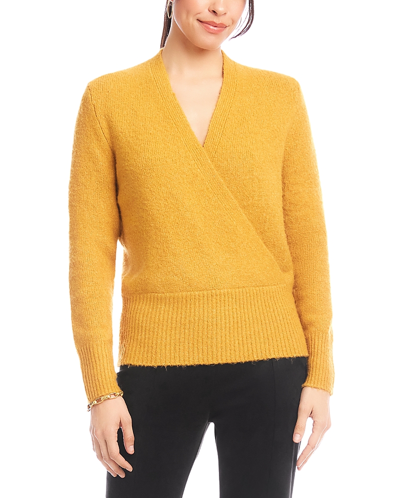Karen Kane Surplice V-neck Sweater In Orange