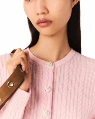 Mini Embellished Cable Knit Cardigan