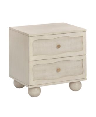 Grappa Wood & Rattan Wavy Nightstand