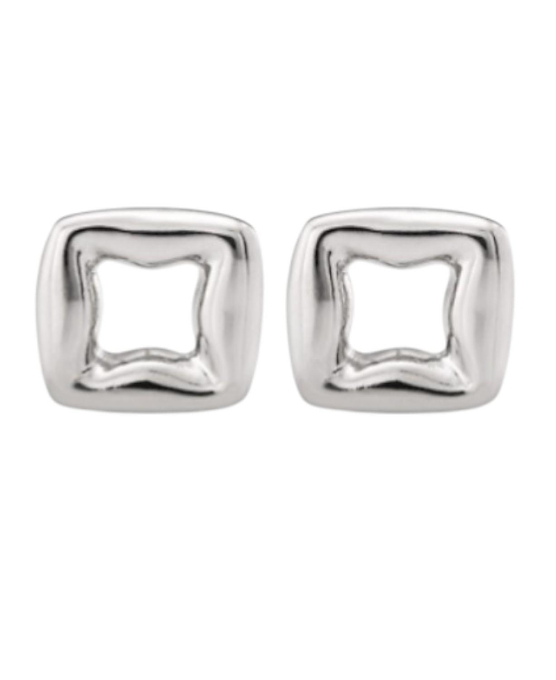 Unode50 Sterling Silver-plated Small Link Shaped Earrings In Metallic