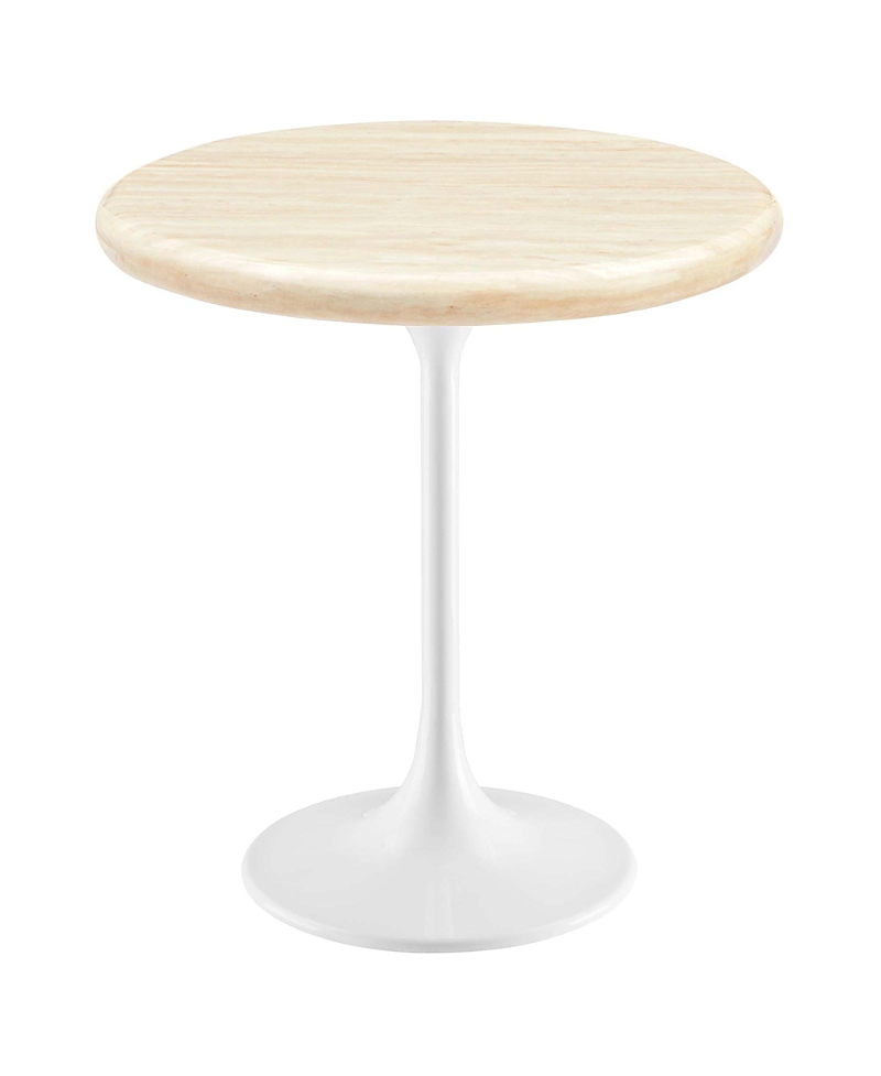 Modway Lippa Round Artificial Travertine Side Table In White