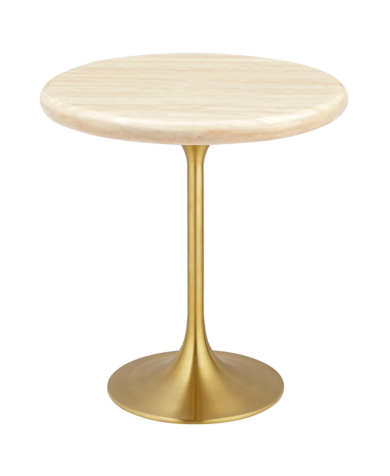 Modway Lippa Round Artificial Travertine Side Table In Gold