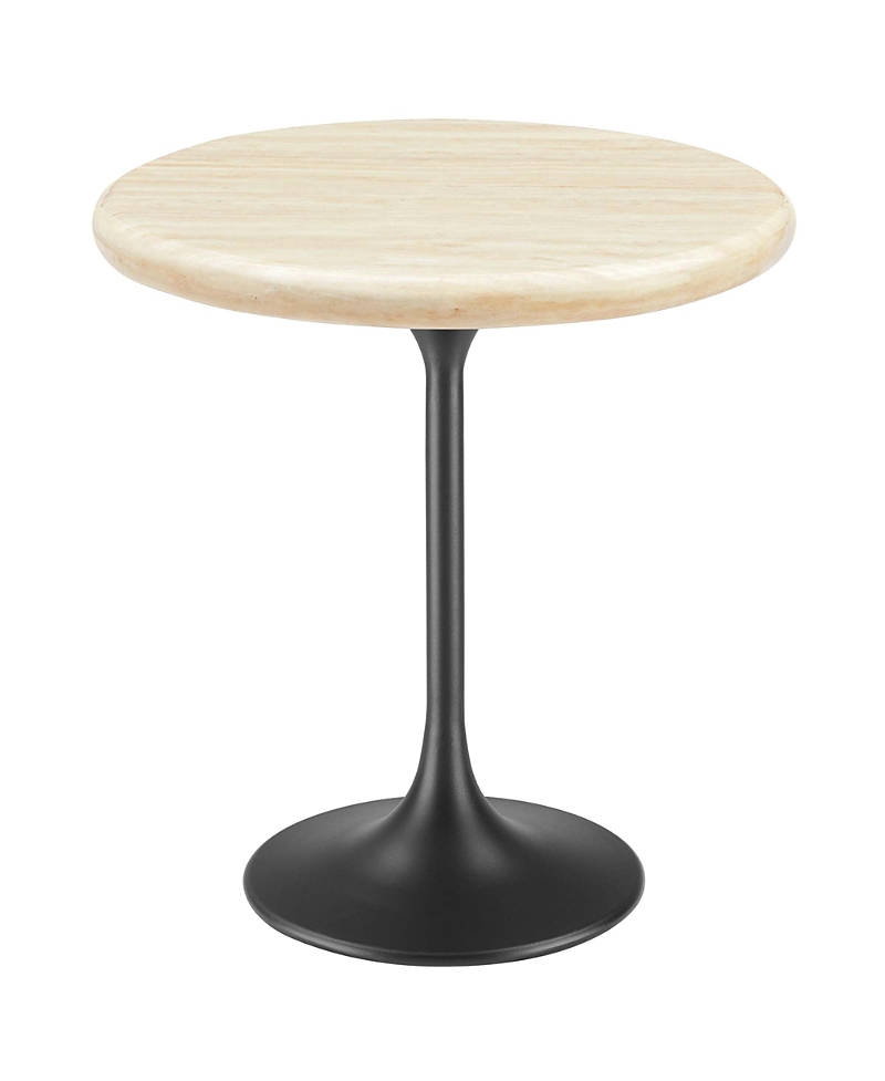 Modway Lippa Round Artificial Travertine Side Table In Black