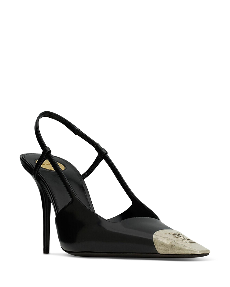 Saint Laurent Women's Jeanne Slingback Pumps In Glazed Leather