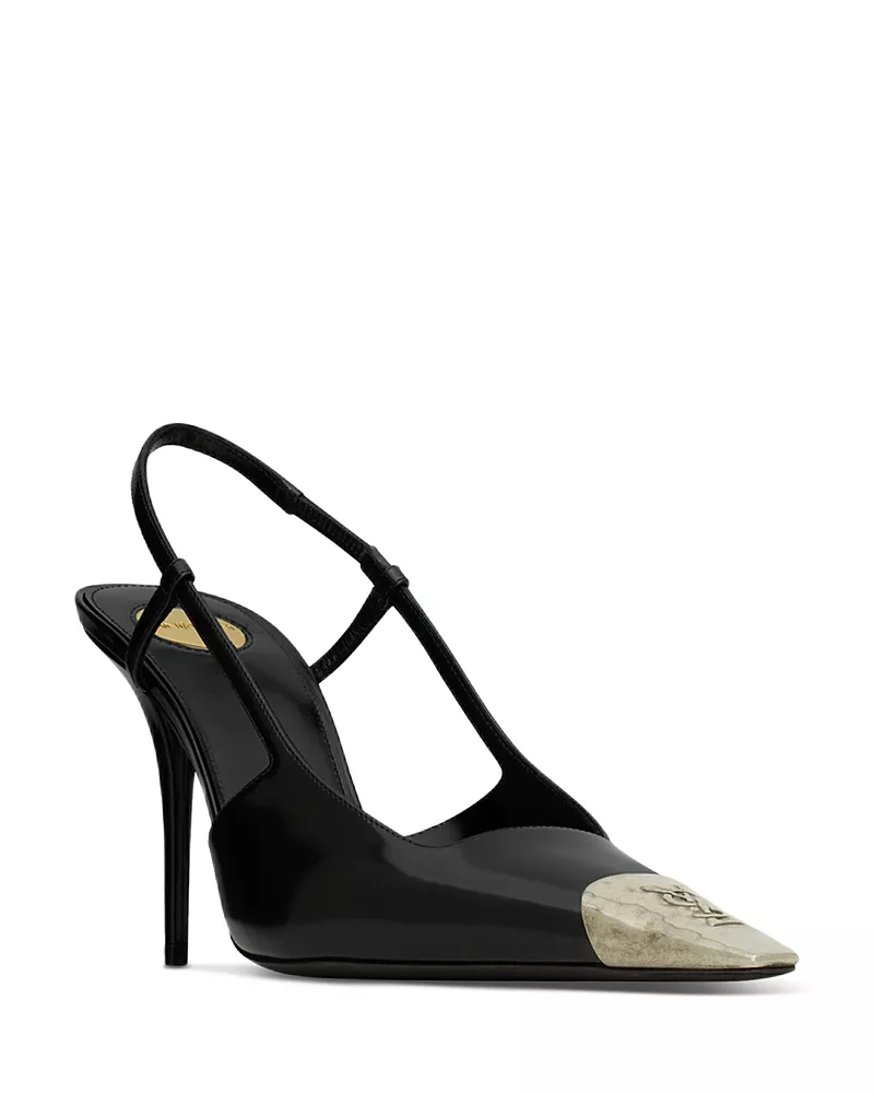 Saint Laurent Women's Jeanne Slingback Pumps In Glazed Leather