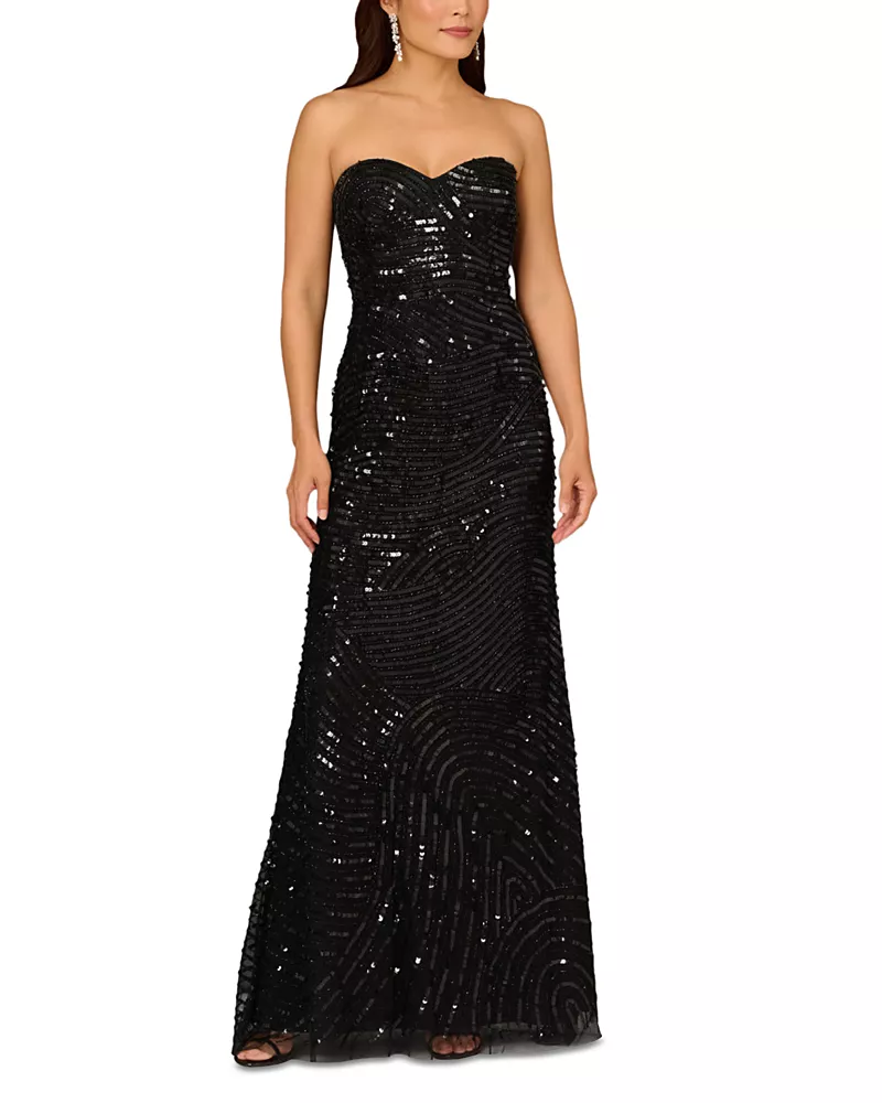 Aidan Mattox Beaded Strapless Dress