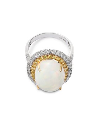 Opal & Diamond Limited Edition Halo Ring in 14K Yellow & White Gold