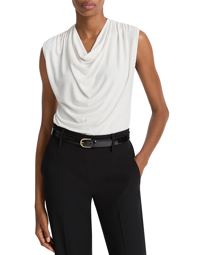 Vince Sleeveless Draped Cowl Neck Top Gesso In White