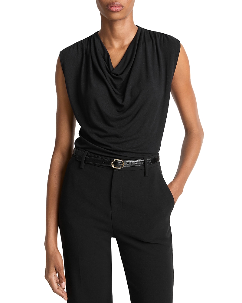 Vince Draped Cowl-neck Top In Black